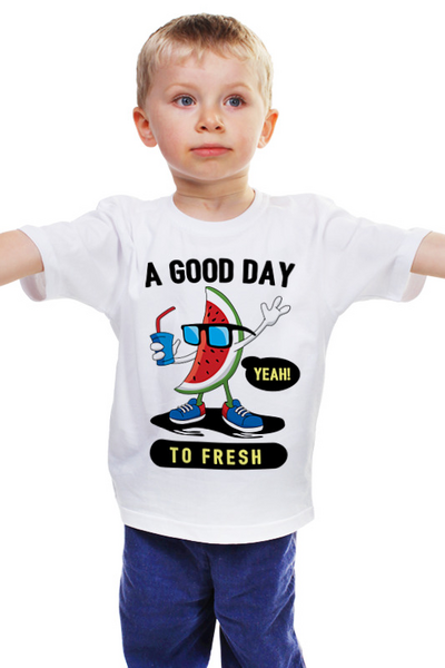 Заказать детскую футболку в Москве. Детская футболка классическая унисекс Арбуз от nadegda - готовые дизайны и нанесение принтов.