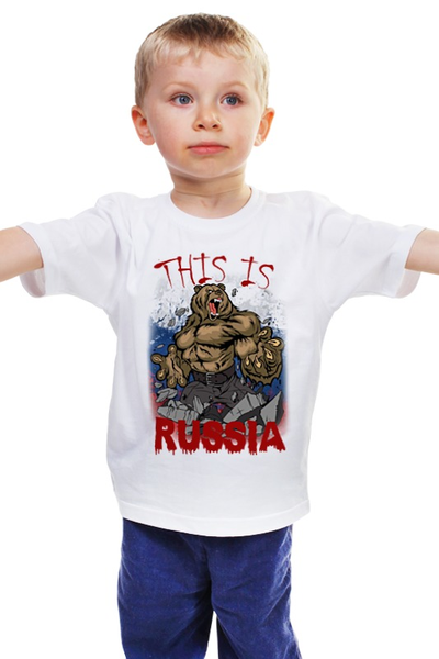 Заказать детскую футболку в Москве. Детская футболка классическая унисекс Это Россия от qlllp.ru - готовые дизайны и нанесение принтов.