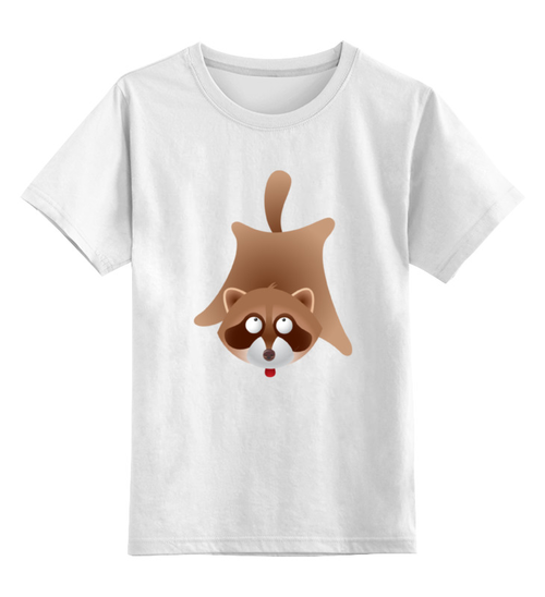Заказать детскую футболку в Москве. Детская футболка классическая унисекс Забавный енот от Zamula - готовые дизайны и нанесение принтов.