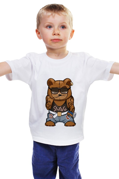 Заказать детскую футболку в Москве. Детская футболка классическая унисекс Swag мишка от Sergio Happy - готовые дизайны и нанесение принтов.