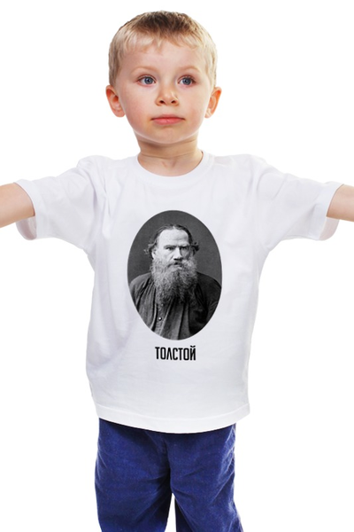 Заказать детскую футболку в Москве. Детская футболка классическая унисекс Лев Толстой от cherdantcev - готовые дизайны и нанесение принтов.