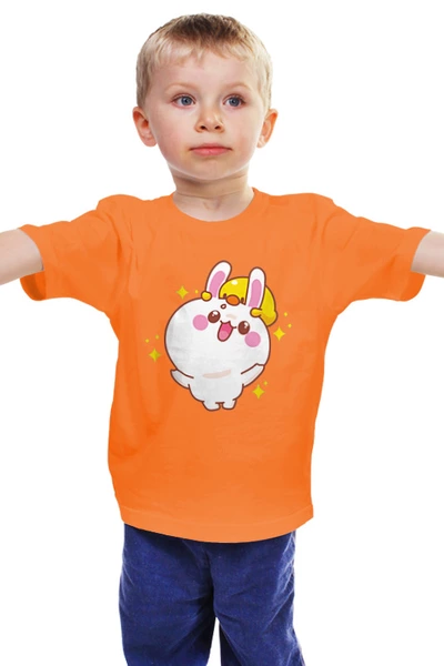 Заказать детскую футболку в Москве. Детская футболка классическая унисекс Радостный кролик от skynatural - готовые дизайны и нанесение принтов.