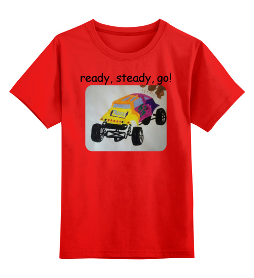 Заказать детскую футболку в Москве. Детская футболка классическая унисекс гоночная машинка от mrs-snit@yandex.ru - готовые дизайны и нанесение принтов.