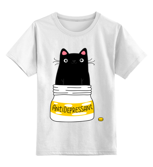Заказать детскую футболку в Москве. Детская футболка классическая унисекс Антидепрессант от megashmot - готовые дизайны и нанесение принтов.
