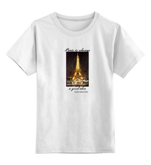Заказать детскую футболку в Москве. Детская футболка классическая унисекс Париж от @mywave - готовые дизайны и нанесение принтов.