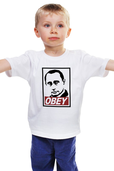Заказать детскую футболку в Москве. Детская футболка классическая унисекс Путин OBEY от printik - готовые дизайны и нанесение принтов.