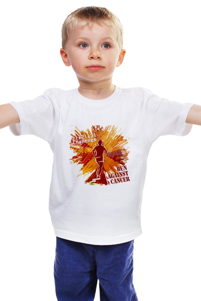 Заказать детскую футболку в Москве. Детская футболка классическая унисекс Run against cancer от mspnru - готовые дизайны и нанесение принтов.