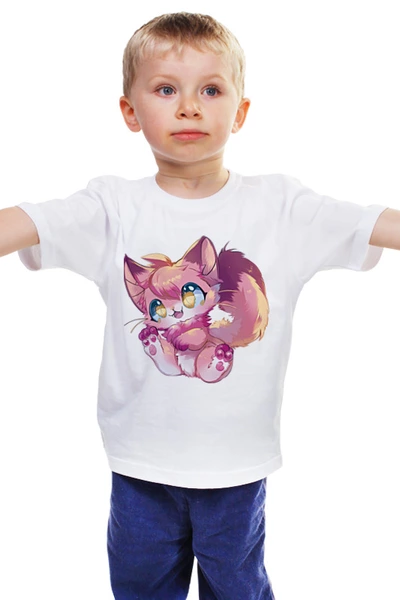 Заказать детскую футболку в Москве. Детская футболка классическая унисекс Ми-Ми кошка от Алексей  - готовые дизайны и нанесение принтов.