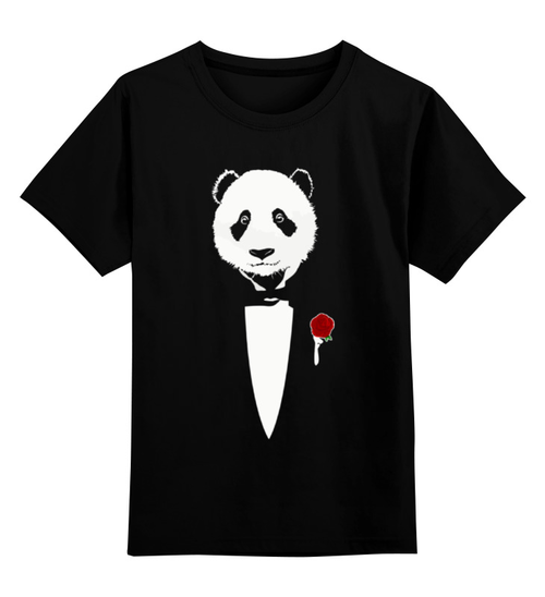 Заказать детскую футболку в Москве. Детская футболка классическая унисекс Panda Godfather от skynatural - готовые дизайны и нанесение принтов.
