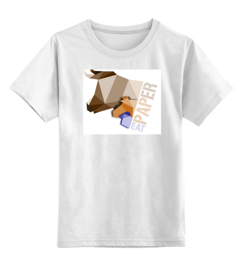 Заказать детскую футболку в Москве. Детская футболка классическая унисекс eat paper от Мила Ярусова - готовые дизайны и нанесение принтов.