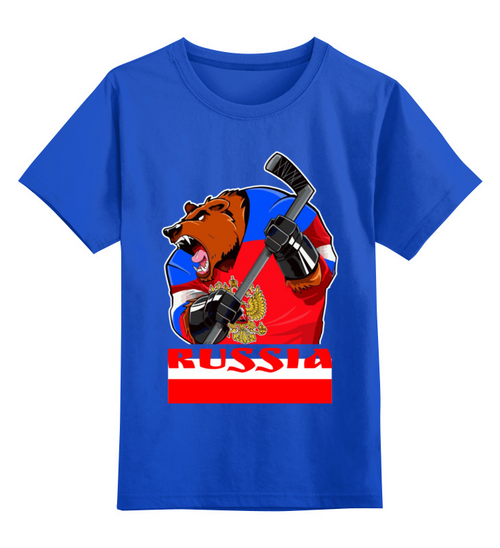 Заказать детскую футболку в Москве. Детская футболка классическая унисекс Болеем за Россию!  от T-shirt print  - готовые дизайны и нанесение принтов.
