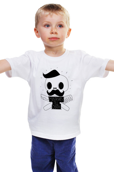 Заказать детскую футболку в Москве. Детская футболка классическая унисекс Mustahes Death by Shaurmaster от Borodachi - готовые дизайны и нанесение принтов.