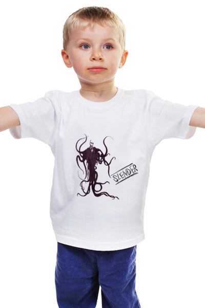Заказать детскую футболку в Москве. Детская футболка классическая унисекс Slenderman Horror game от pahmel - готовые дизайны и нанесение принтов.