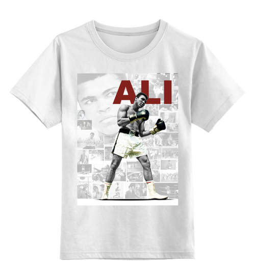 Заказать детскую футболку в Москве. Детская футболка классическая унисекс Мухаммад Али от Ринат Сулейманов - готовые дизайны и нанесение принтов.