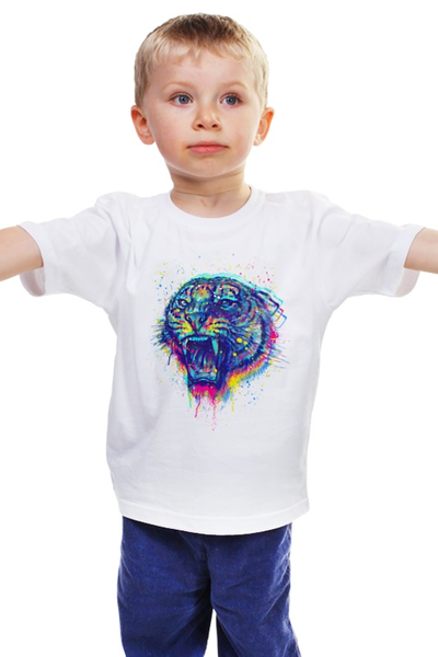 Заказать детскую футболку в Москве. Детская футболка классическая унисекс Оскал тигра от printik - готовые дизайны и нанесение принтов.