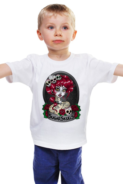 Заказать детскую футболку в Москве. Детская футболка классическая унисекс Sugar skull girl от Leichenwagen - готовые дизайны и нанесение принтов.