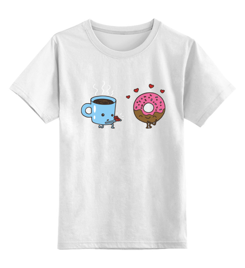 Заказать детскую футболку в Москве. Детская футболка классическая унисекс Кофе и Пончик от fanart - готовые дизайны и нанесение принтов.