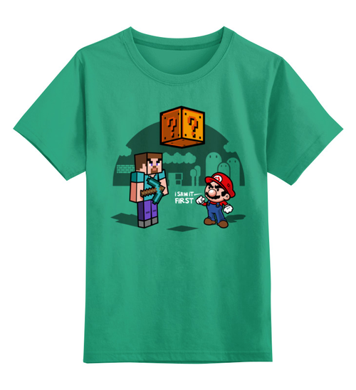 Заказать детскую футболку в Москве. Детская футболка классическая унисекс Майнкрафт & Супер Марио от printik - готовые дизайны и нанесение принтов.