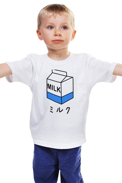 Заказать детскую футболку в Москве. Детская футболка классическая унисекс milk 1 от nikskiru - готовые дизайны и нанесение принтов.