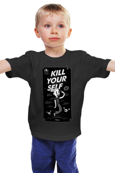 Заказать детскую футболку в Москве. Детская футболка классическая унисекс Kill Your Self от Leichenwagen - готовые дизайны и нанесение принтов.
