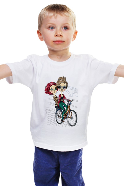 Заказать детскую футболку в Москве. Детская футболка классическая унисекс Велосипедистки от ПРИНТЫ ПЕЧАТЬ  - готовые дизайны и нанесение принтов.