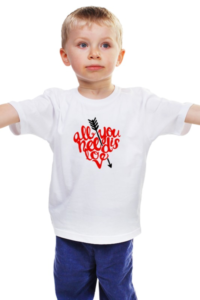 Заказать детскую футболку в Москве. Детская футболка классическая унисекс Всё что тебе нужно - любовь от Ксения Золотухина - готовые дизайны и нанесение принтов.