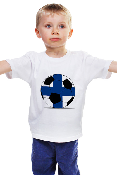 Заказать детскую футболку в Москве. Детская футболка классическая унисекс Футбол Финляндия от posterman - готовые дизайны и нанесение принтов.