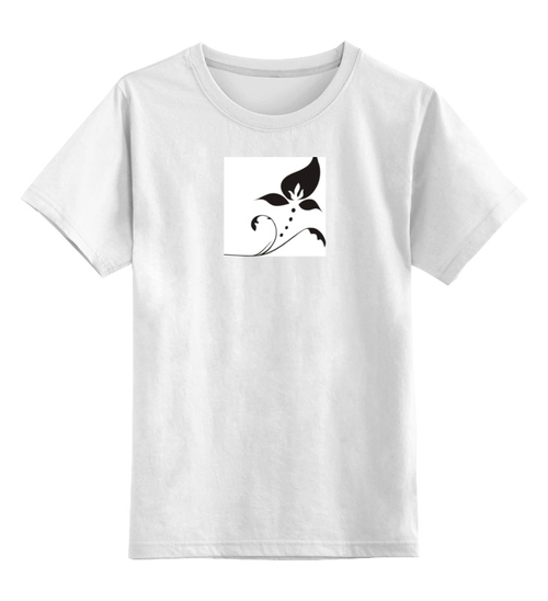 Заказать детскую футболку в Москве. Детская футболка классическая унисекс черный цветок на белом фоне от nikol - готовые дизайны и нанесение принтов.