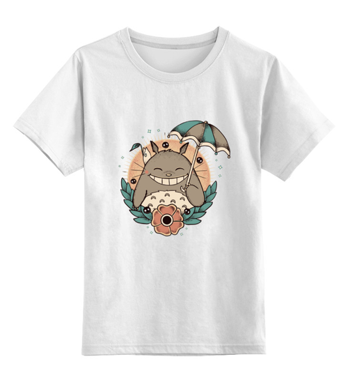 Заказать детскую футболку в Москве. Детская футболка классическая унисекс Smile Totoro от skynatural - готовые дизайны и нанесение принтов.