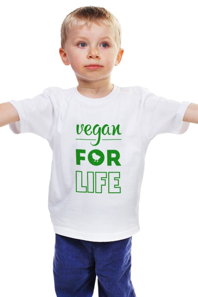 Заказать детскую футболку в Москве. Детская футболка классическая унисекс Vegan for life от catification - готовые дизайны и нанесение принтов.