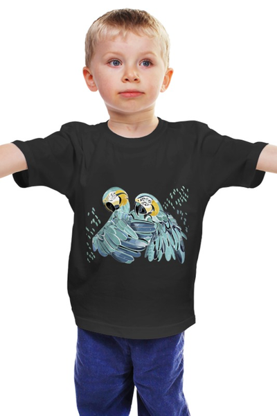 Заказать детскую футболку в Москве. Детская футболка классическая унисекс Влюбленные попугайчики от kseniaalexd - готовые дизайны и нанесение принтов.