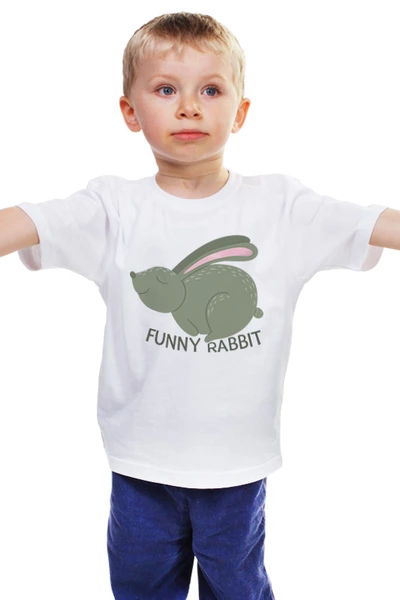 Заказать детскую футболку в Москве. Детская футболка классическая унисекс Funny Rabbit от skynatural - готовые дизайны и нанесение принтов.