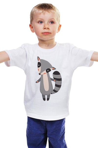Заказать детскую футболку в Москве. Детская футболка классическая унисекс Милый енот от Romanova - готовые дизайны и нанесение принтов.
