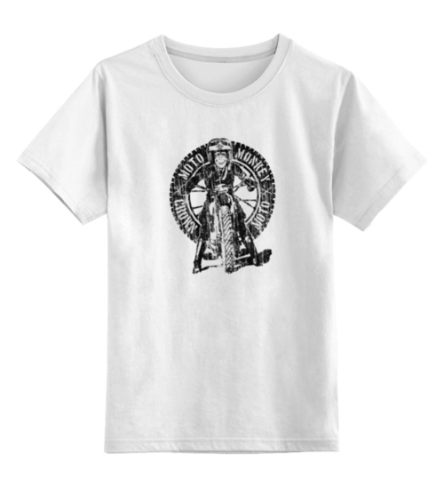 Заказать детскую футболку в Москве. Детская футболка классическая унисекс Moto Monkey от klip - готовые дизайны и нанесение принтов.