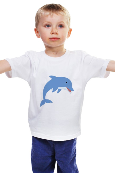 Заказать детскую футболку в Москве. Детская футболка классическая унисекс Дельфин от nadegda - готовые дизайны и нанесение принтов.