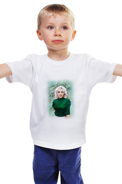Заказать детскую футболку в Москве. Детская футболка классическая унисекс Монро в зеленом от bekki19 - готовые дизайны и нанесение принтов.