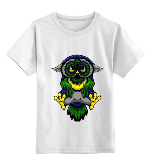 Заказать детскую футболку в Москве. Детская футболка классическая унисекс грустная сова от krolya_spb@mail.ru - готовые дизайны и нанесение принтов.