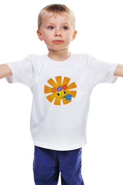 Заказать детскую футболку в Москве. Детская футболка классическая унисекс Весёлое солнышко от Виктор Гришин - готовые дизайны и нанесение принтов.