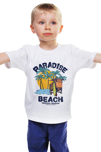 Заказать детскую футболку в Москве. Детская футболка классическая унисекс Paradise beach от fairpoker@mail.ru - готовые дизайны и нанесение принтов.