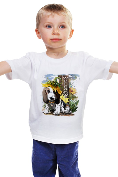 Заказать детскую футболку в Москве. Детская футболка классическая унисекс Щенок от Виктор Гришин - готовые дизайны и нанесение принтов.