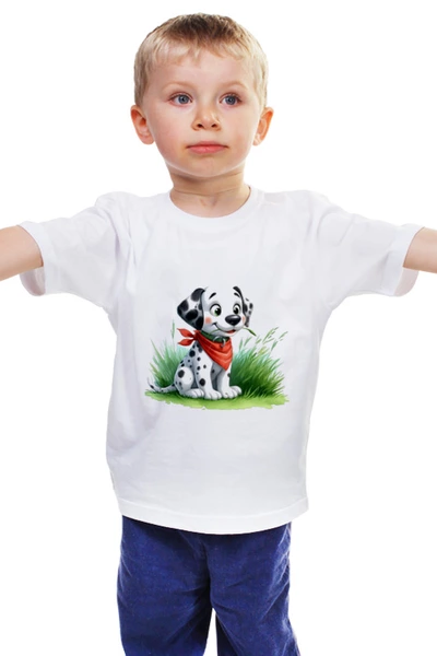 Заказать детскую футболку в Москве. Детская футболка классическая унисекс Щенок далматинца от Виктор Гришин - готовые дизайны и нанесение принтов.