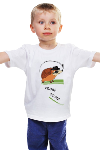 Заказать детскую футболку в Москве. Детская футболка классическая унисекс Прилипни ко мне на английском от PolinaPo - готовые дизайны и нанесение принтов.