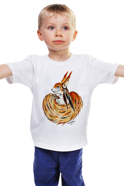 Заказать детскую футболку в Москве. Детская футболка классическая унисекс Белка индеец от rozhnikova - готовые дизайны и нанесение принтов.