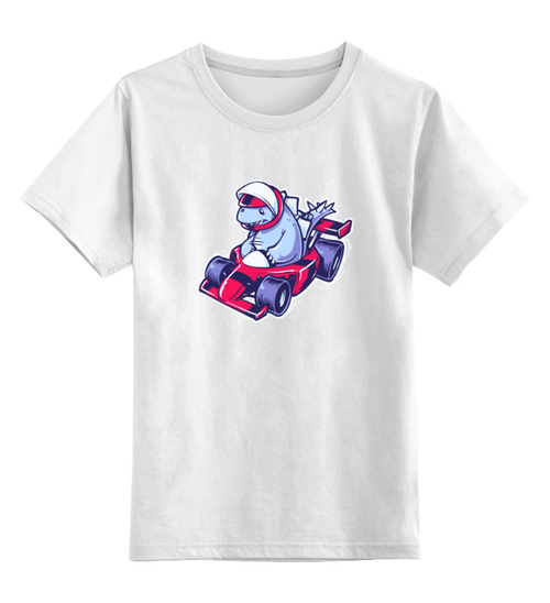 Заказать детскую футболку в Москве. Детская футболка классическая унисекс Динозавр на Картинге от trugift - готовые дизайны и нанесение принтов.
