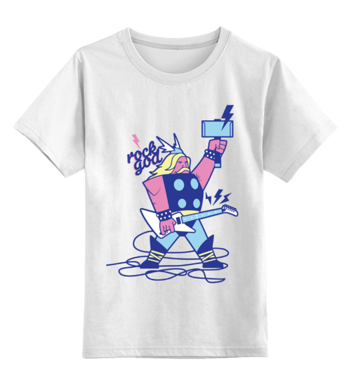 Заказать детскую футболку в Москве. Детская футболка классическая унисекс Бог Рока (Rock God) от coolmag - готовые дизайны и нанесение принтов.