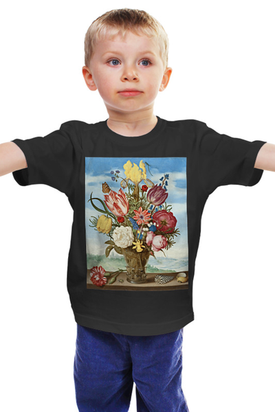 Заказать детскую футболку в Москве. Детская футболка классическая унисекс Букет цветов на полке (Амброзиус Босхарт) от trend - готовые дизайны и нанесение принтов.