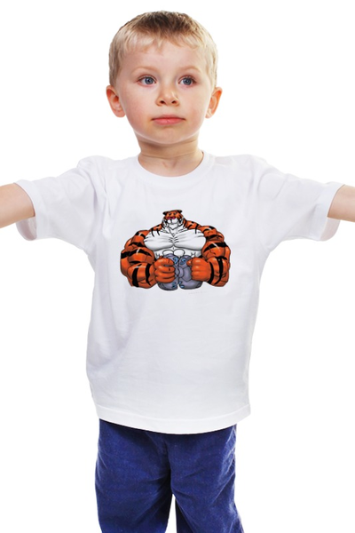Заказать детскую футболку в Москве. Детская футболка классическая унисекс Тигр культурист от Sergey Lisitsyn (slisicin) - готовые дизайны и нанесение принтов.