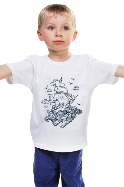 Заказать детскую футболку в Москве. Детская футболка классическая унисекс Летучий Голландец от BeliySlon - готовые дизайны и нанесение принтов.