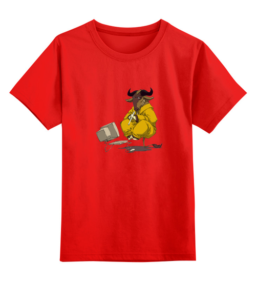 Заказать детскую футболку в Москве. Детская футболка классическая унисекс Медитирующий бык от ПРИНТЫ ПЕЧАТЬ  - готовые дизайны и нанесение принтов.