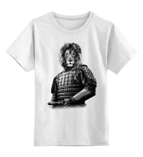 Заказать детскую футболку в Москве. Детская футболка классическая унисекс Лев Самурай от printik - готовые дизайны и нанесение принтов.